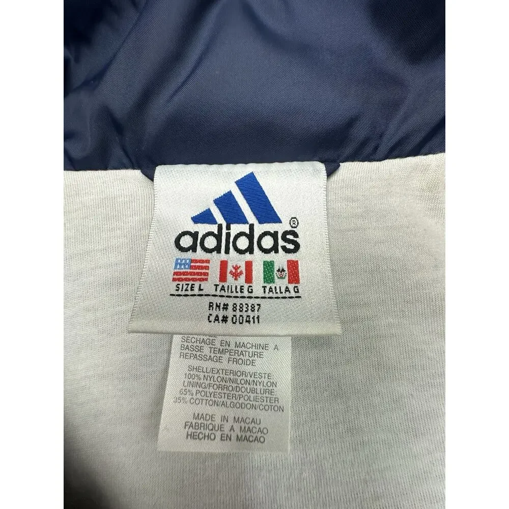 VINTAGE Adidas Track Suit Men L Navy Windbreaker Jacket Pants 2 Piece Lined 90s